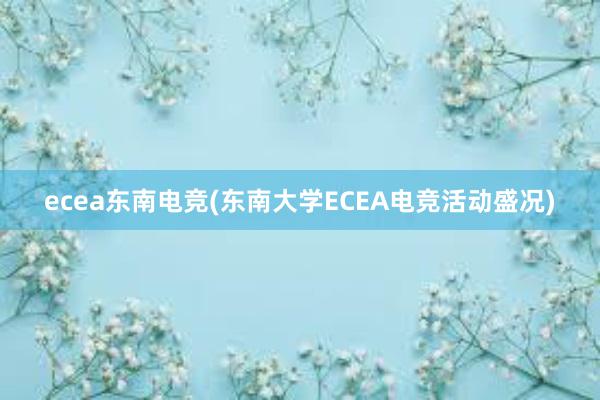 ecea东南电竞(东南大学ECEA电竞活动盛况)