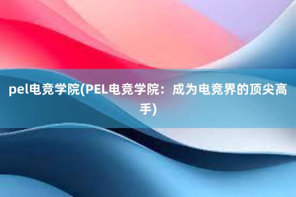 pel电竞学院(PEL电竞学院：成为电竞界的顶尖高手)