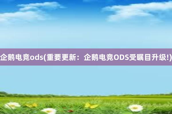 企鹅电竞ods(重要更新：企鹅电竞ODS受瞩目升级!)