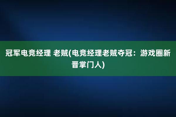 冠军电竞经理 老贼(电竞经理老贼夺冠：游戏圈新晋掌门人)