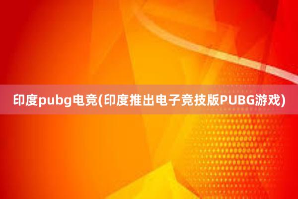 印度pubg电竞(印度推出电子竞技版PUBG游戏)