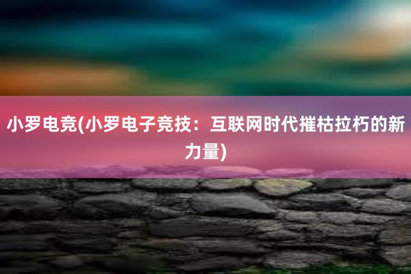 小罗电竞(小罗电子竞技：互联网时代摧枯拉朽的新力量)