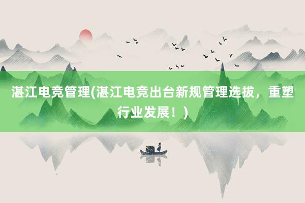 湛江电竞管理(湛江电竞出台新规管理选拔，重塑行业发展！)