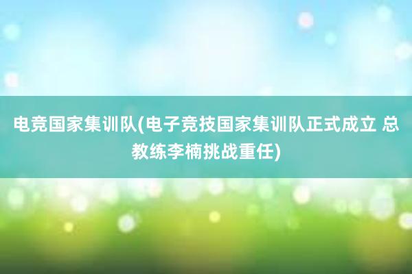 电竞国家集训队(电子竞技国家集训队正式成立 总教练李楠挑战重任)