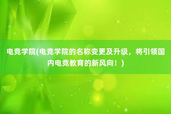 电竞学院(电竞学院的名称变更及升级，将引领国内电竞教育的新风向！)