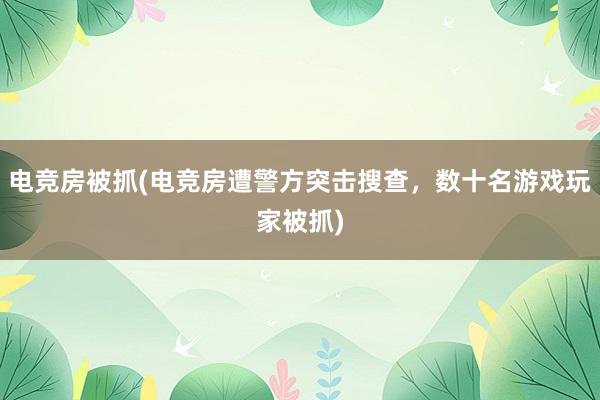 电竞房被抓(电竞房遭警方突击搜查，数十名游戏玩家被抓)