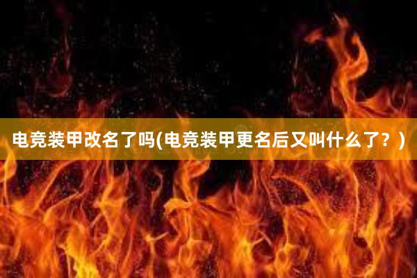 电竞装甲改名了吗(电竞装甲更名后又叫什么了？)