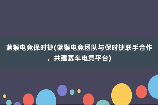 蓝猴电竞保时捷(蓝猴电竞团队与保时捷联手合作，共建赛车电竞平台)