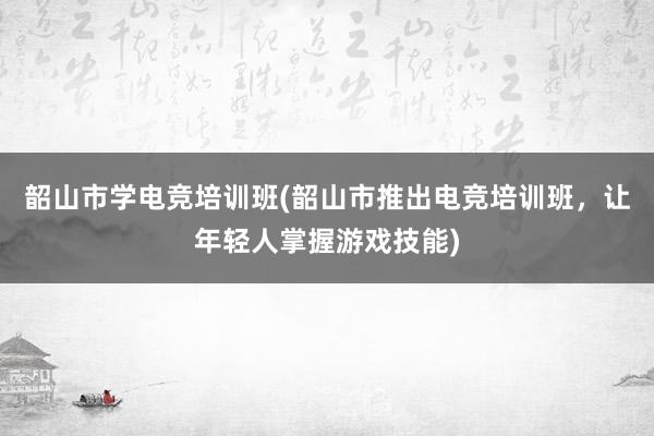 韶山市学电竞培训班(韶山市推出电竞培训班，让年轻人掌握游戏技能)