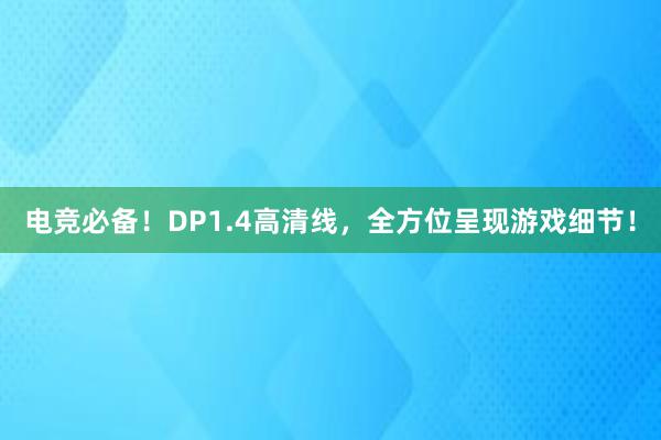 电竞必备！DP1.4高清线，全方位呈现游戏细节！