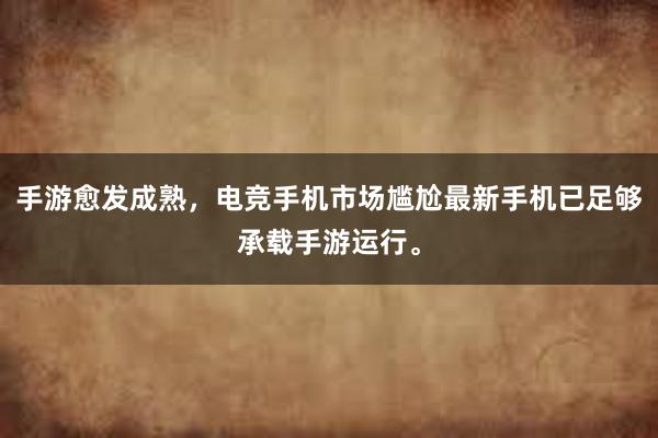 手游愈发成熟，电竞手机市场尴尬最新手机已足够承载手游运行。