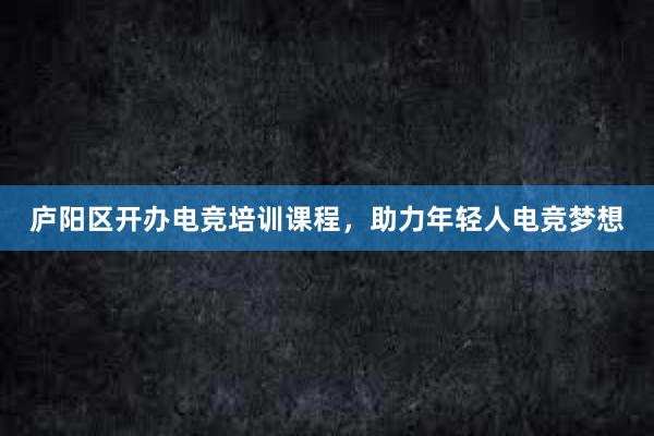 庐阳区开办电竞培训课程，助力年轻人电竞梦想