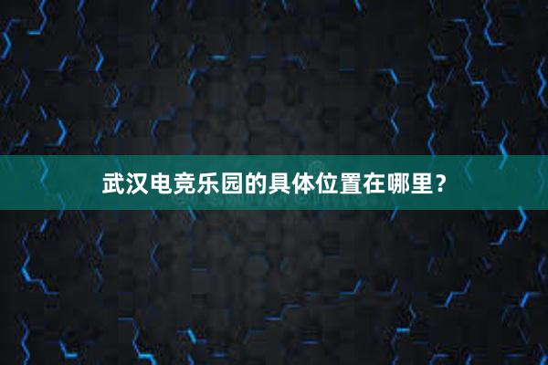 武汉电竞乐园的具体位置在哪里？